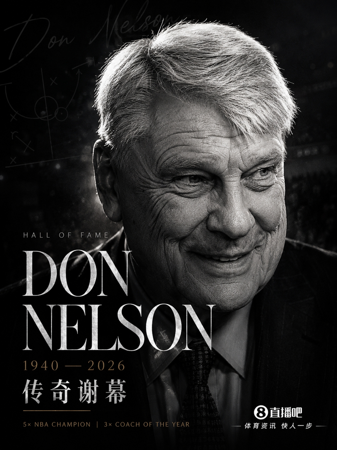 老尼尔森去世享年86岁 1335胜位列NBA历史第二 老尼尔森去世享年86岁 1335胜位列NBA历史第二